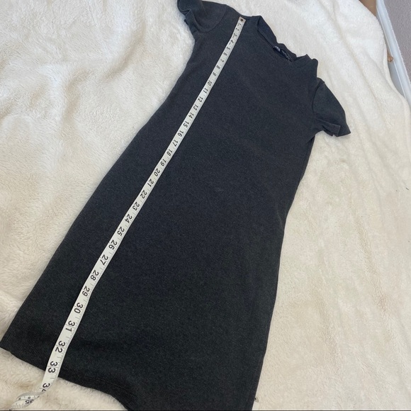 Zara Ribbed Knit Light Sweater Tee Dress Gray Small - Picture 8 of 8